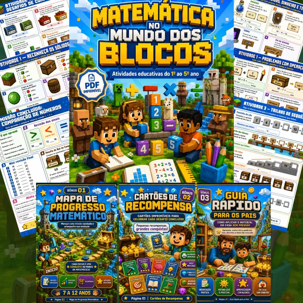 Mockup do Livro de Atividades Minecraft